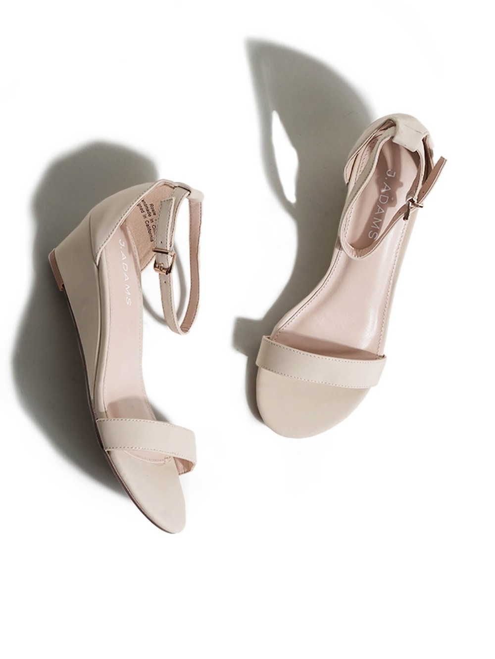 J Adams Women's Beige Ankle Strap Wedge Sandals Size 8.5 NWB